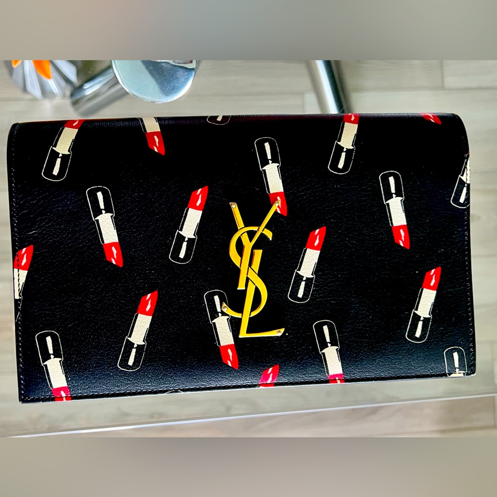 Authentic Limited Edition Saint Laurent Lipstick Print Kate
Clutch.